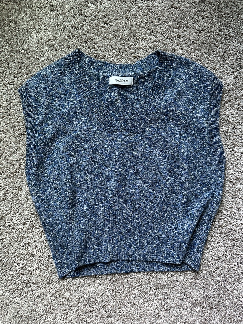 Naadam Blue Speckled Cotton Cashmere Sweater Vest | Size Small